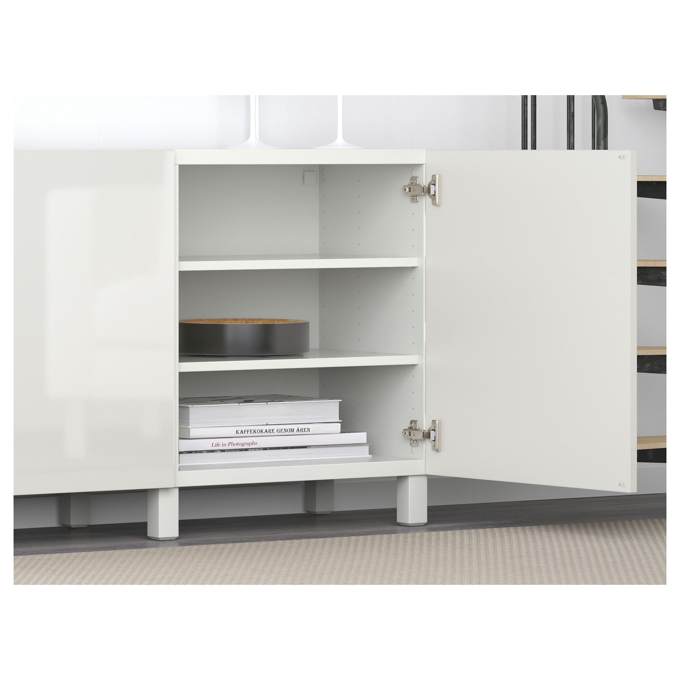 BESTÅ storage combination with doors, white/Selsviken/Stubbarp
