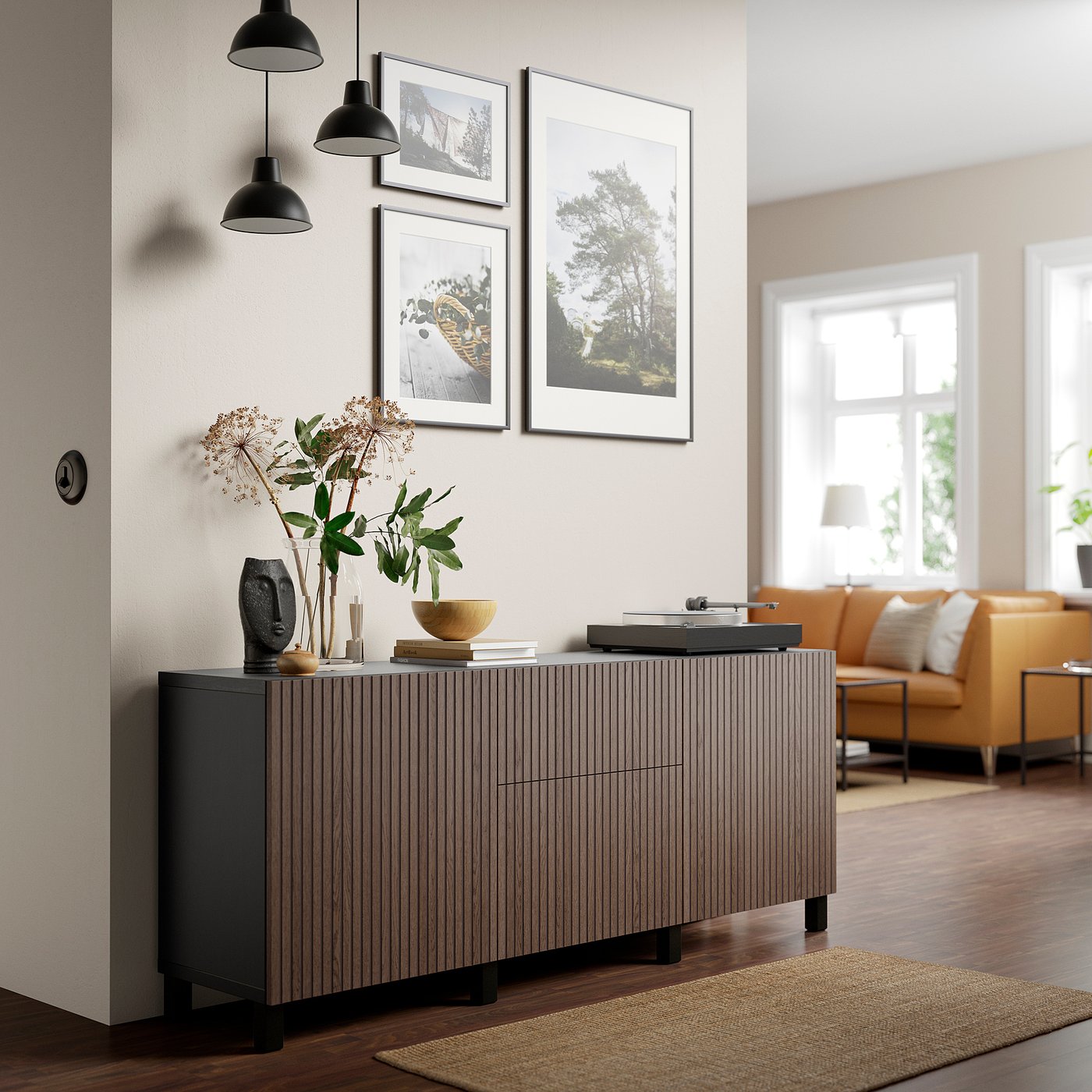 BESTÅ storage combination with drawers, black-brown Björköviken