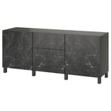 BESTÅ Storage combination with drawers, dark grey/Bergsviken/Stubbarp black, 180x42x74 cm