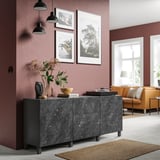 BESTÅ Storage combination with drawers, dark grey/Bergsviken/Stubbarp black, 180x42x74 cm