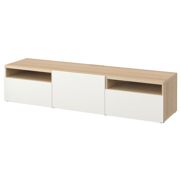 BESTÅ TV bench, white stained oak effect/Lappviken white, 180x42x39 cm