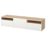 BESTÅ TV bench, white stained oak effect/Lappviken white, 180x42x39 cm