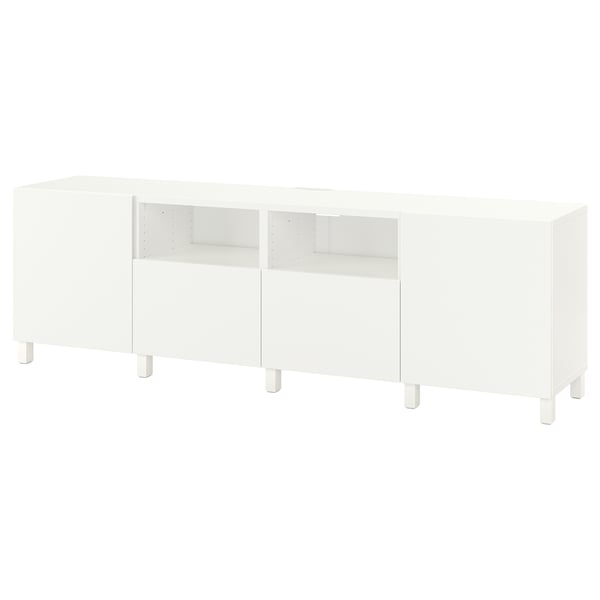 BESTÅ TV bench with doors and drawers, white/Lappviken/Stubbarp white, 240x42x74 cm