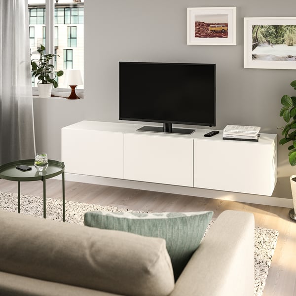Besta Tv Bench With Doors White Lappviken White Ikea