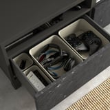 BESTÅ TV bench with drawers, dark grey/Bergsviken/Stubbarp black, 120x42x48 cm