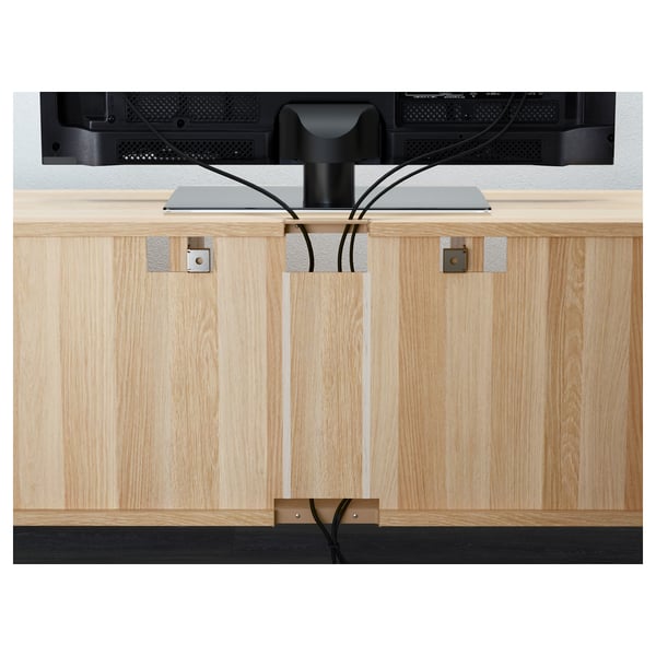 BESTÅ TV bench with drawers, Lappviken/Sindvik white stained oak eff clear glass, 180x40x74 cm