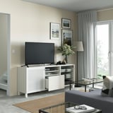 BESTÅ TV bench with drawers, white Mörtviken/Lappviken/Stubbarp white, 180x42x74 cm