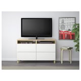 BESTÅ TV bench with drawers, white stained oak effect/Lappviken white, 120x40x74 cm