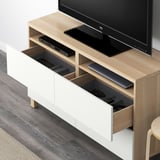 BESTÅ TV bench with drawers, white stained oak effect/Lappviken white, 120x40x74 cm