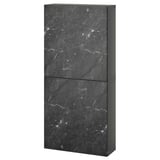 BESTÅ Wall cabinet with 2 doors, dark grey Bergsviken/black marble effect, 60x22x128 cm