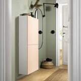 BESTÅ Wall cabinet with 2 doors, white/Björköviken birch veneer, 60x22x128 cm