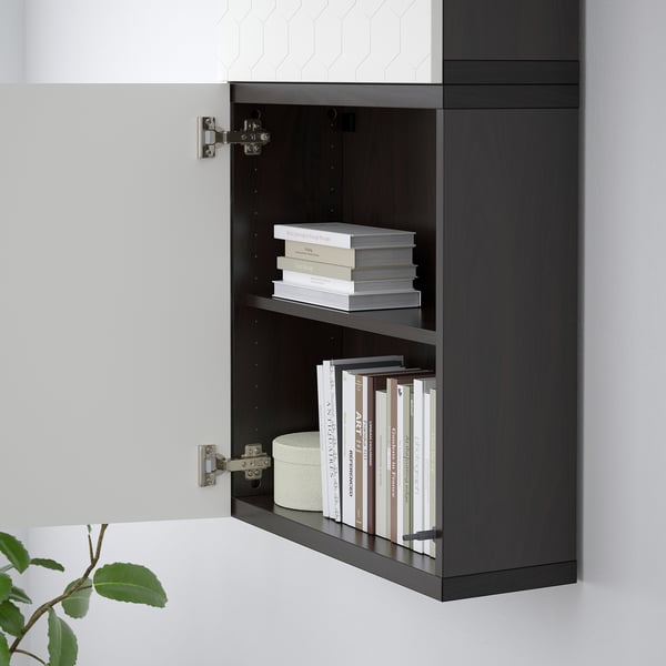 Besta Wall Cabinet With 2 Doors Black Brown Vassviken White Ikea