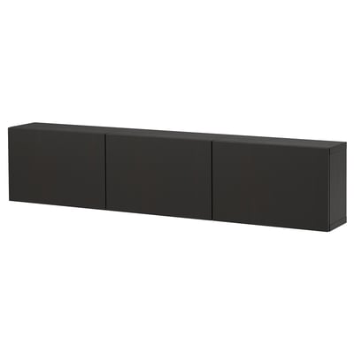 BESTΓ
Wall-mounted cabinet combination, black-brown/Lappviken black-brown, 180x22x38 cm