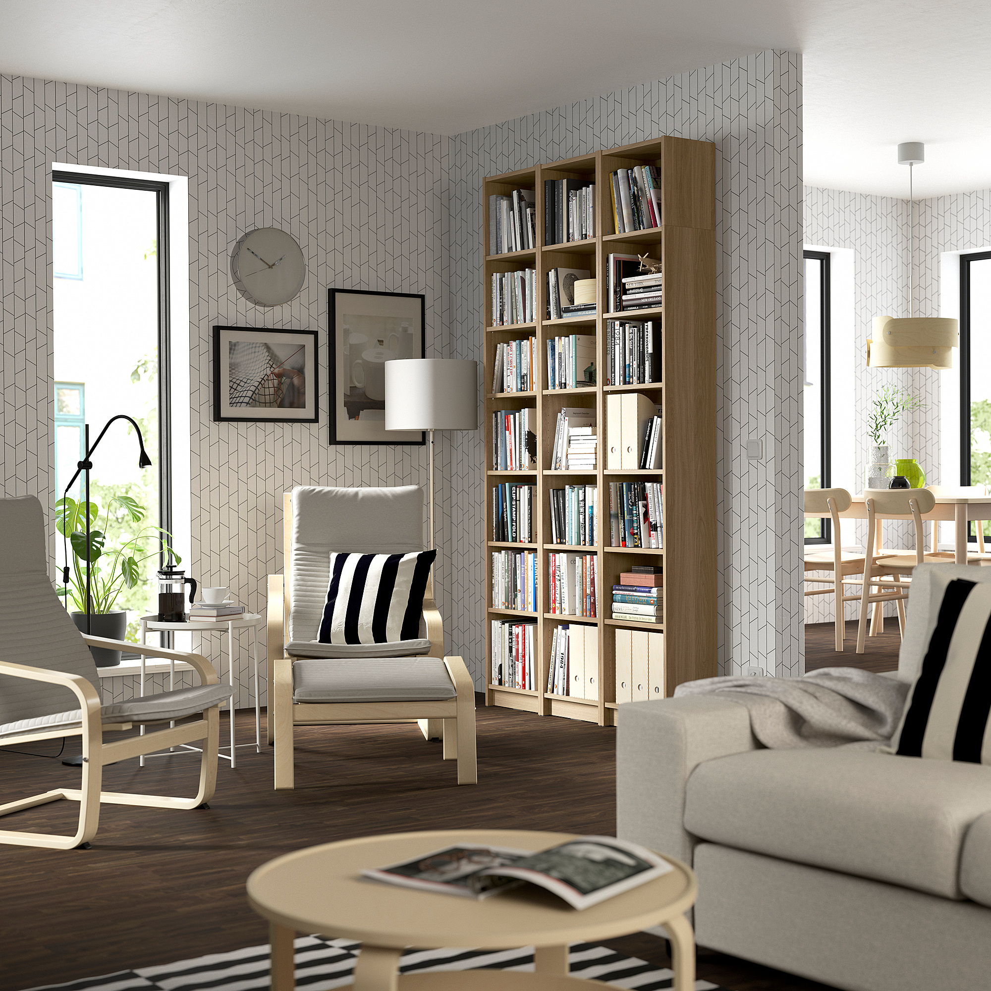 BILLY Bookcase comb with extension units, oak effect, 120x28x237 cm