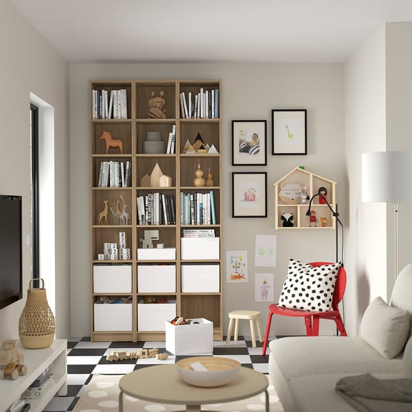 BILLY Bookcase comb with extension units, oak effect, 120x28x237 cm