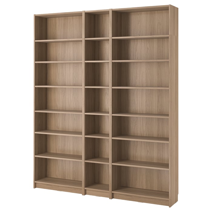 BILLY bookcase comb with extension units, oak effect, 200x28x237 cm IKEA