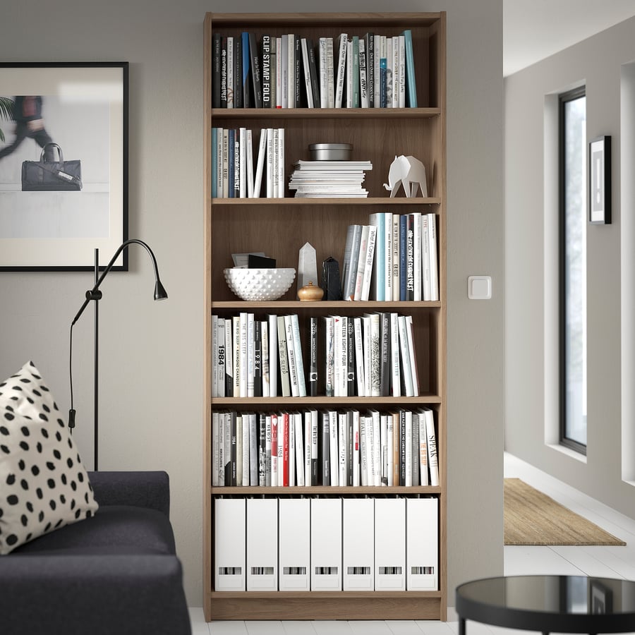 BILLY Bookcase, oak effect, 80x28x202 cm IKEA