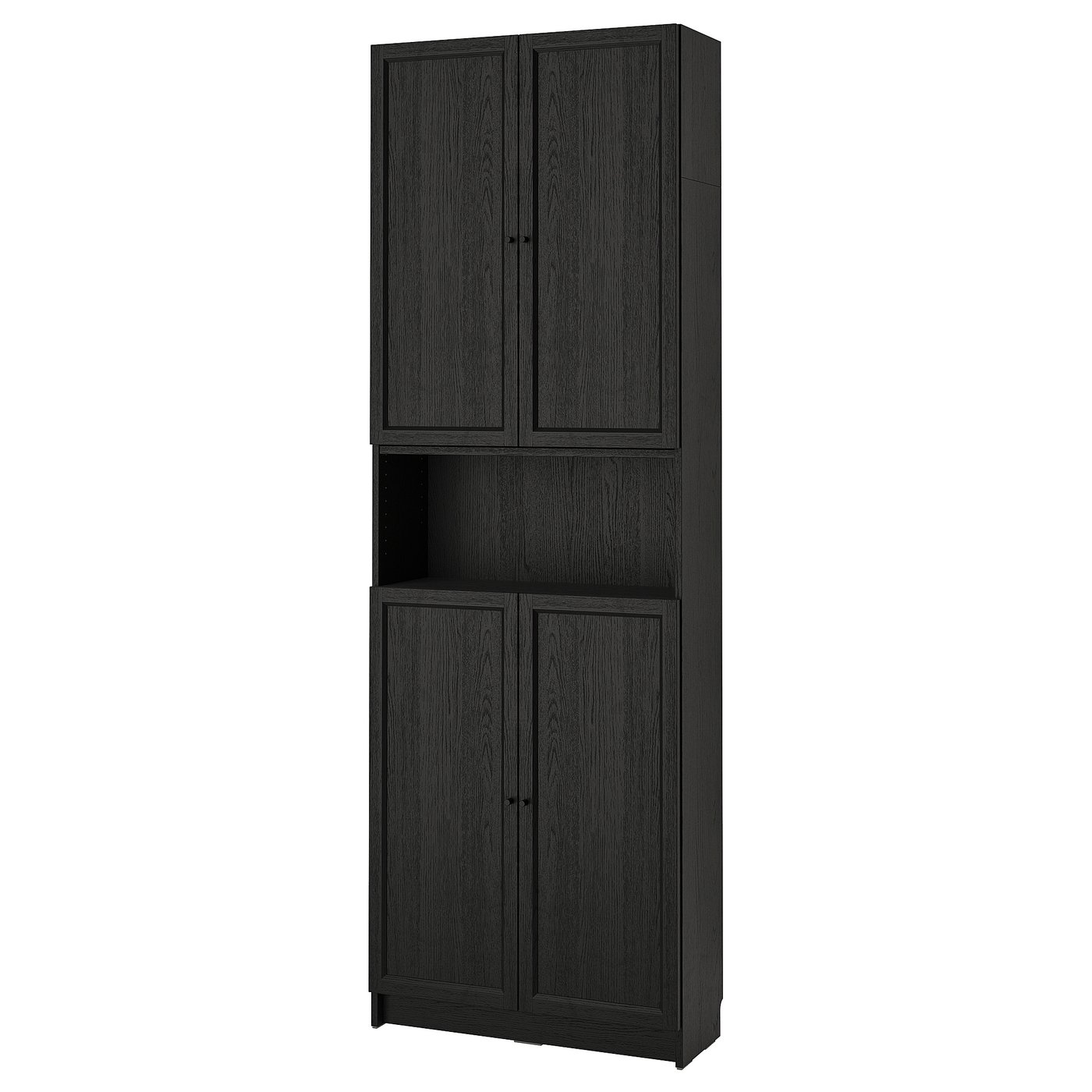 BILLY / OXBERG bookcase w doors/extension unit, black oak effect
