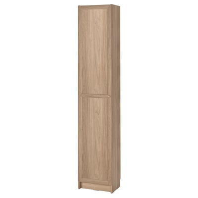 BILLY / OXBERG Bookcase with door, oak effect, 40x30x202 cm