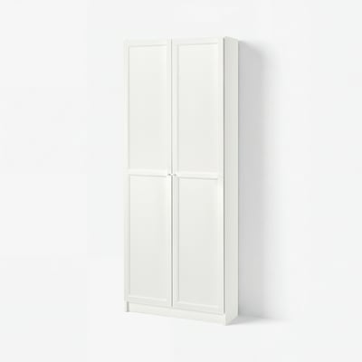 BILLY / OXBERG Bookcase with doors, white, 80x30x202 cm