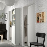 BILLY / OXBERG Bookcase with panel/glass door, white/glass, 40x30x202 cm