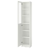 BILLY / OXBERG Bookcase with panel/glass door, white/glass, 40x30x202 cm