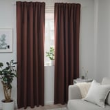 BLÅHUVA Block-out curtains, 1 pair, brown-red, 145x250 cm