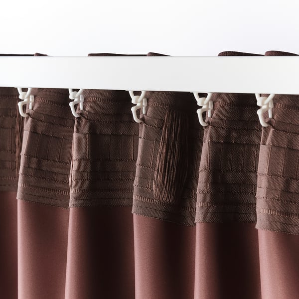 BLÅHUVA Block-out curtains, 1 pair, brown-red, 145x250 cm