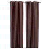 BLÅHUVA Block-out curtains, 1 pair, brown-red, 145x250 cm
