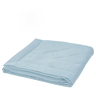 A light blue BLÅNEPETA duvet, folded neatly with a sleek, quilted design, featuring soft, cooling fabric ideal for warm nights.