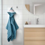BLÅVINGAD Towel with hood, shark-shaped/blue-grey, 70x140 cm