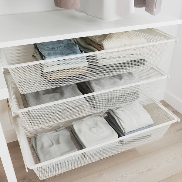 BOAXEL / LAGKAPTEN Wardrobe combination with table top, white, 207x62x201 cm