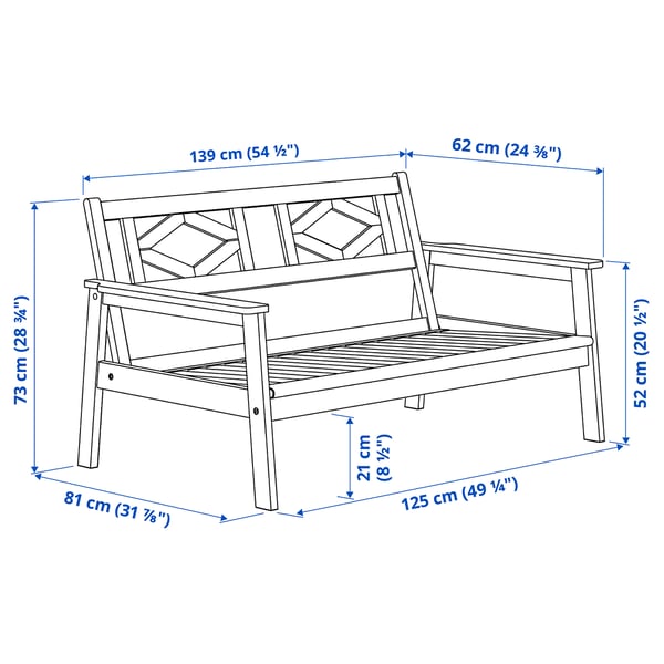 bondholmen 2 seat sofa outdoor grey 139x81x73 cm ikea