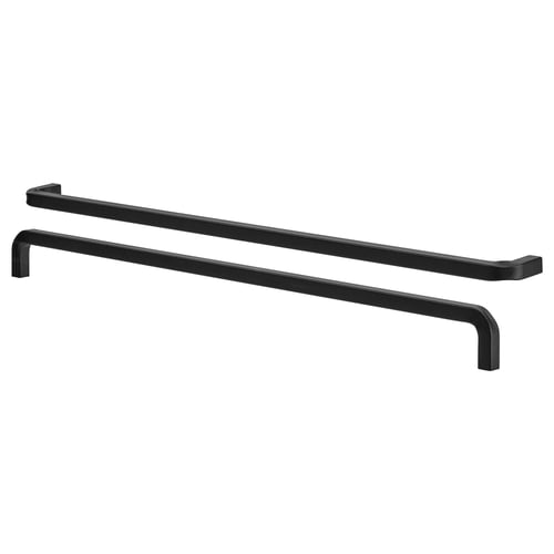 Black BORGHAMN steel handles, straight rectangular shape, textured surface.