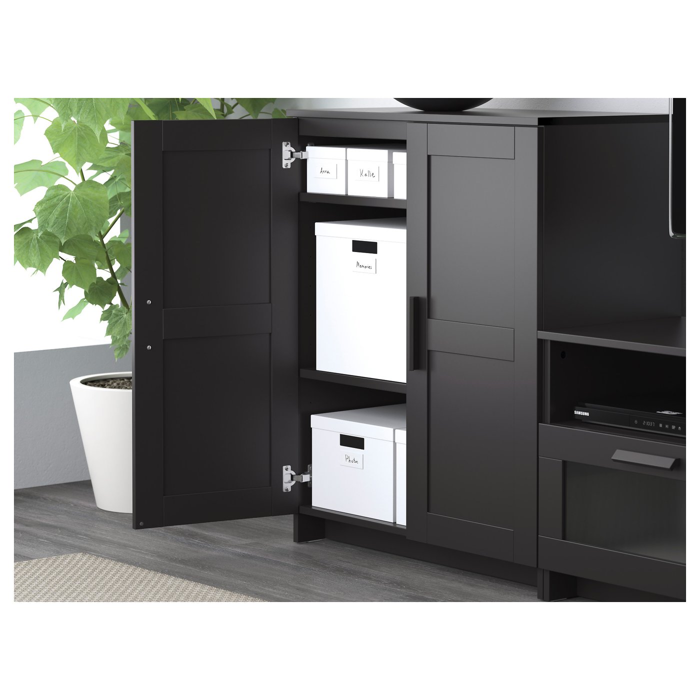 BRIMNES TV storage combination, black, 336x41x95 cm - IKEA