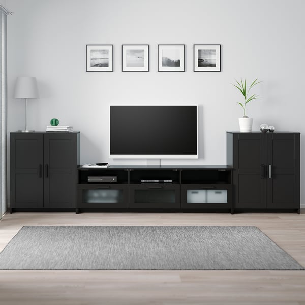 BRIMNES TV storage combination, black, 336x41x95 cm