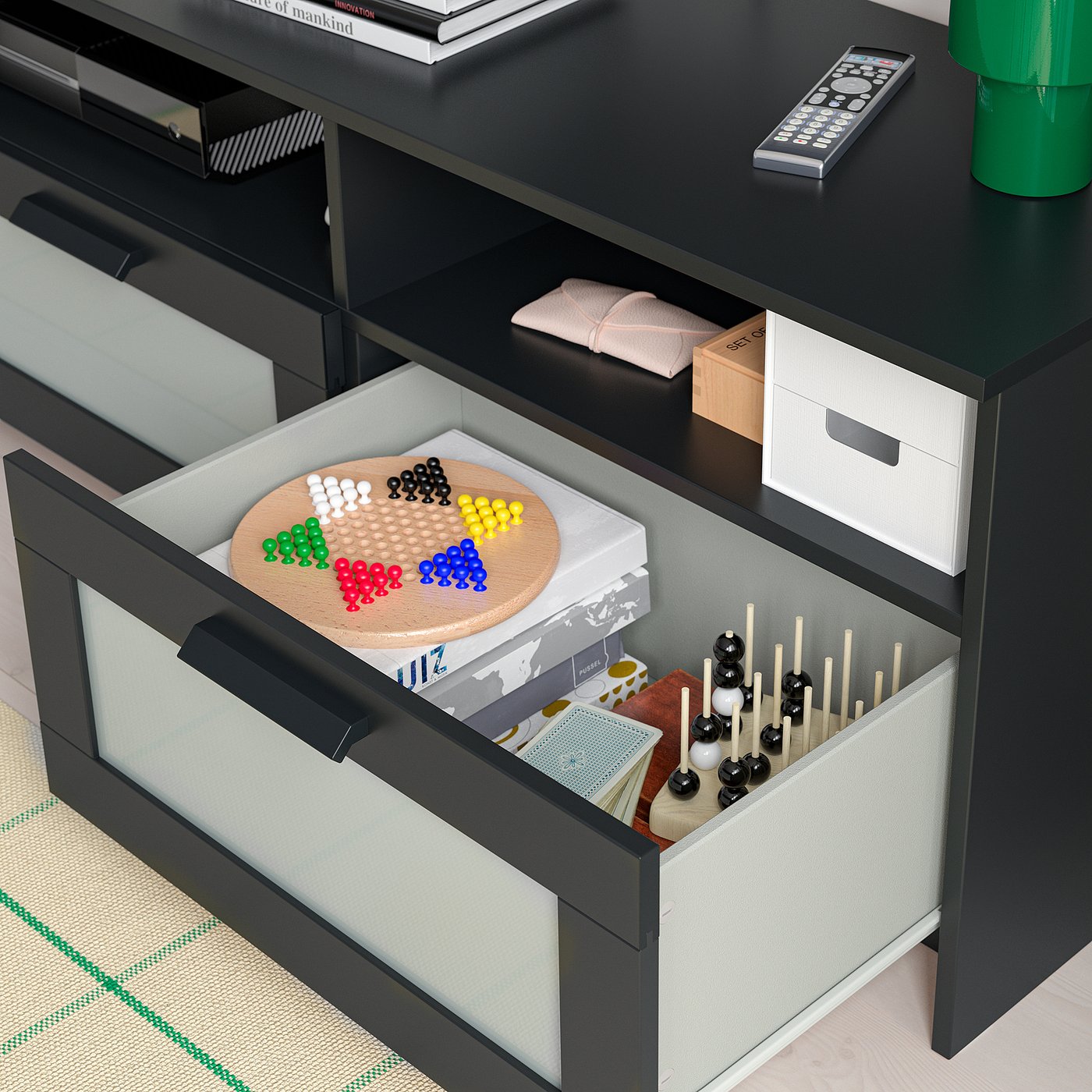 BRIMNES TV storage combination, black, 258x41x95 cm - IKEA