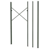 Green BROR storage system parts: 3 metal poles with bolts, ready for assembly.
