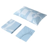 BRUKSVARA 3-piece bedlinen set, light blue/geometric, 150x200 cm