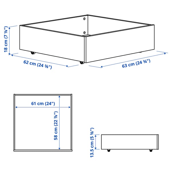 BRUKSVARA Bed frame with 3 storage boxes, white, 150x200 cm