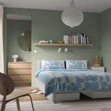 BRUKSVARA Bed frame with 3 storage boxes, white, 150x200 cm