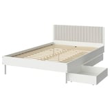 BRUKSVARA Bed frame with 3 storage boxes, white, 150x200 cm