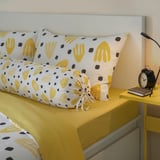BRUKSVARA Bolster case, yellow/white, 38x110 cm