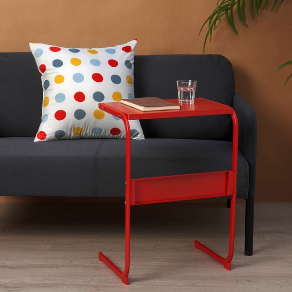 BRUKSVARA Side table, red, 42x30 cm