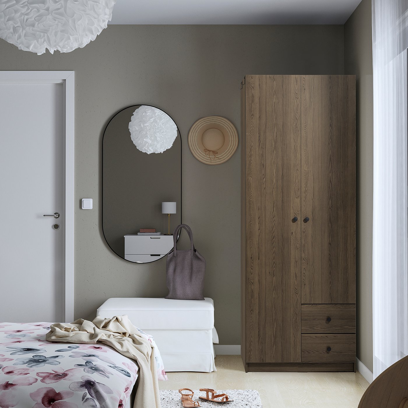 BRUKSVARA wardrobe with 2 doors and 2 drawers, brown, 79x57x201 cm