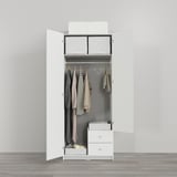 BRUKSVARA Wardrobe with 2 doors and 2 drawers, white, 79x57x201 cm