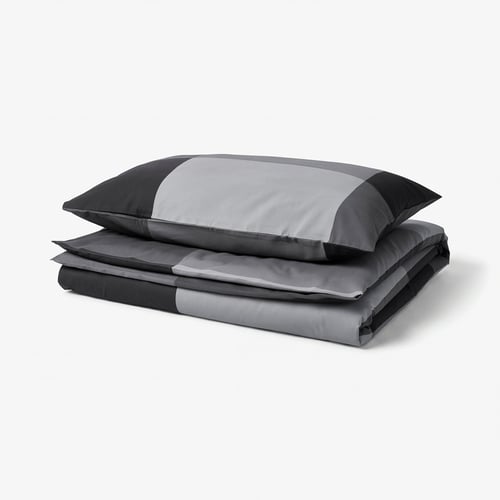 BRUNKRISSLA Duvet cover and pillowcase, black, 150x200/50x80 cm