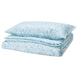 CYMBALBLOMMA Duvet cover and pillowcase, white/blue, 150x200/50x80 cm