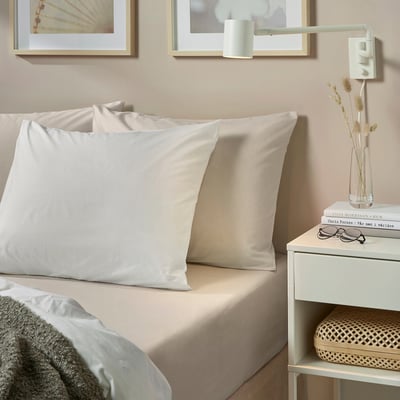 DVALA Fitted sheet, beige, 90x200 cm