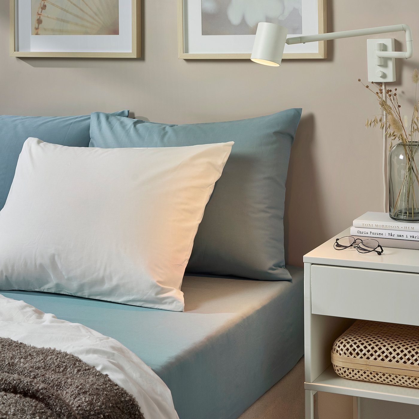 light blue pillowcase